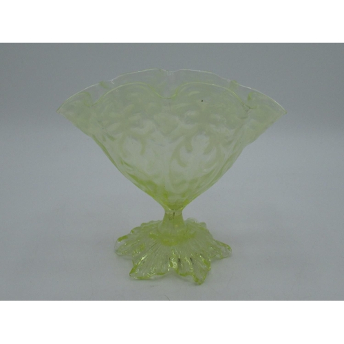 858 - C19th John Walsh Walsh vaseline glass fan vase, H13cm