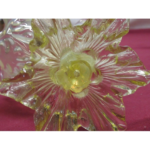 858 - C19th John Walsh Walsh vaseline glass fan vase, H13cm