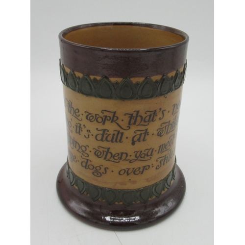 859 - Royal Doulton stoneware tankard scripted to body with 'Do the work that's nearest . . . .' motto, H1... 