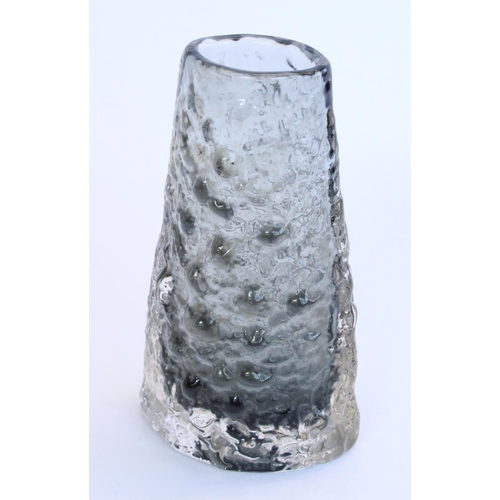 1148 - Whitefriars 'Volcano' pattern 9717 bark textured vase in Pewter colourway as designed by Geoffrey Ba... 