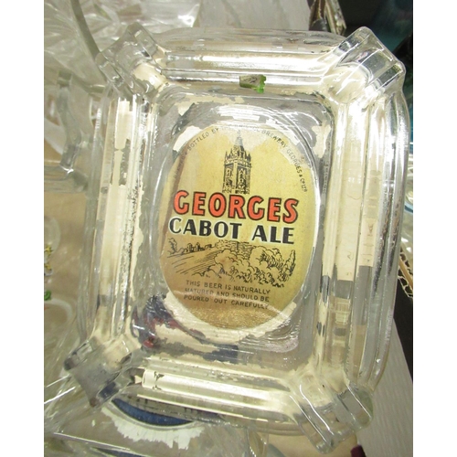 99 - Georges Cabot Ale 1960's bar ashtray, Lion Beers moulded bar ashtray, other lead crystal glassware i... 