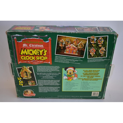 826 - Mickey's Clock Shop, boxed festive musical animated boxed set by Mr Christmas. Tested and works well... 