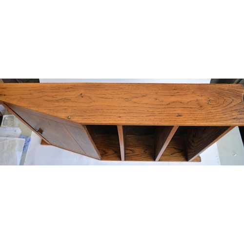 833 - A tall but shallow floor standing desk with hinged top panel, writing area with letter and stationar... 