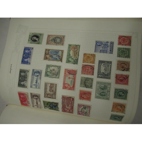 117 - Red Classic Barclay stamp album including Falkland Islands, Gambia, India, Malaya and others