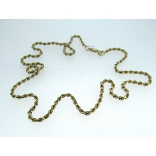 53 - 9ct yellow gold rope chain necklace, stamped 375, L51cm, 12.3g