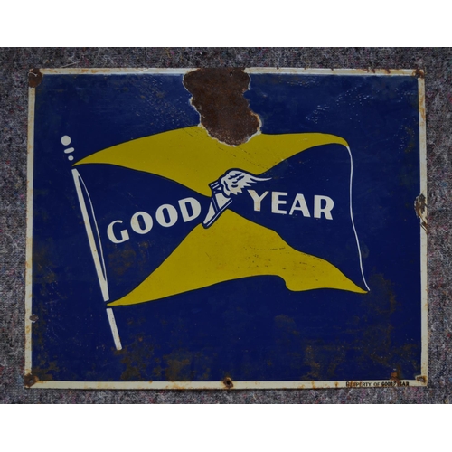 1071 - An enameled steel plate advertising sign for Goodyear. W63.7xH50.9cm