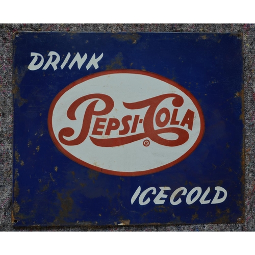 1078 - An enameled steel plate advertising sign for Pepsi-Cola 