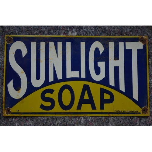 1081 - An enameled steel plate advertising sign for Sunlight Soap. W48xH27.1cm