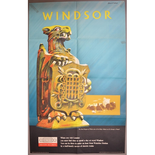 865 - Vintage British Railways 'Visit Windsor' advertising poster by Bromfield. Displayed at Whitby train ... 