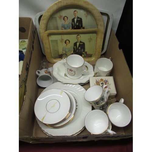 235 - ERII commemorative ceramics including two Silver Jubilee loving cups, cottage ware teapot, Wade Lyon... 