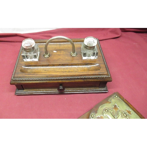 298 - Late Victorian walnut Gothic revival adjustable book trough, with embossed brass cuneiform pierced e... 