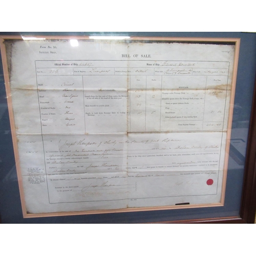 437 - Whitby related Victorian ships sale transaction, framed