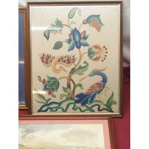 501 - English School (late C20th); Wensleydale, watercolour, indistinctly signed, a cross stitch of flower... 