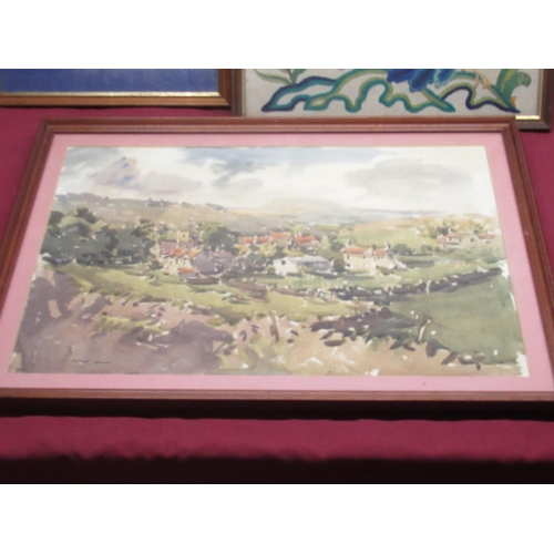 501 - English School (late C20th); Wensleydale, watercolour, indistinctly signed, a cross stitch of flower... 