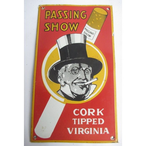 1084B - An enameled steel plate advertising sign for Passing Show 