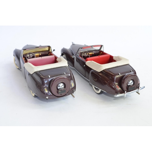 1164 - 2 unboxed 1/24 Franklin Mint 1942 Lincoln Zephyr die-cast model cars. One excellent condition, the o... 