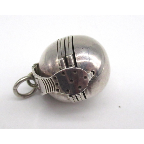 388 - Silver Indonesian style ring set with cabochon red stone, stamped 925, and an early c20th silver orb... 