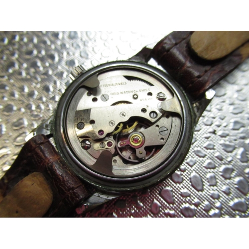 1206 - 1950 Oris chrome plated hand wound wrist watch, screw off back stamped Oris Watch Company, movement ... 