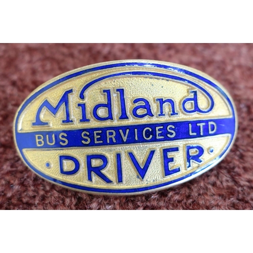 1215 - Gilt metal and blue enamel Midland Bus Services Ltd Drivers cap badge