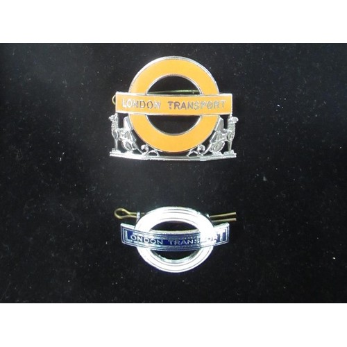 1218 - London Transport silver enamel inspectors cap badge, hallmarked with inscription WJD 783, London Tra... 