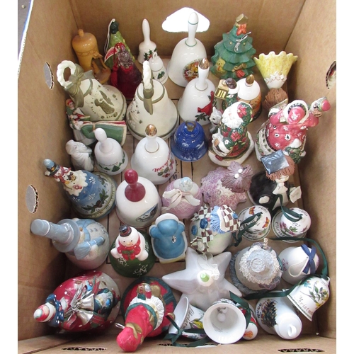 1200 - Collection of Christmas ceramic, china and glass bells (3 boxes)