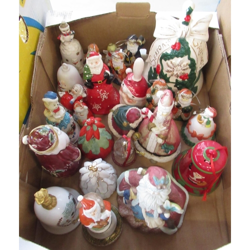 1200 - Collection of Christmas ceramic, china and glass bells (3 boxes)