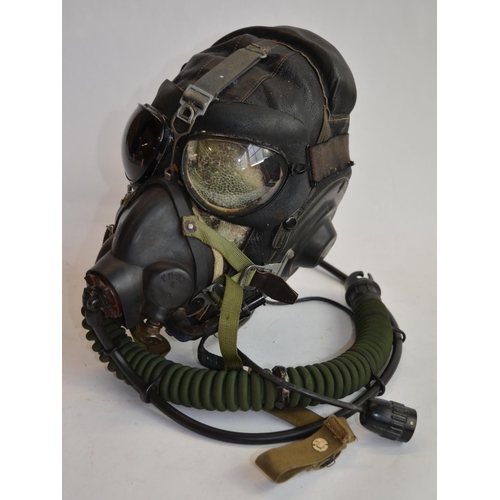 1196 - A Cold War Russian fur lined flying helmet and mask. No sizes, makers marks etc.