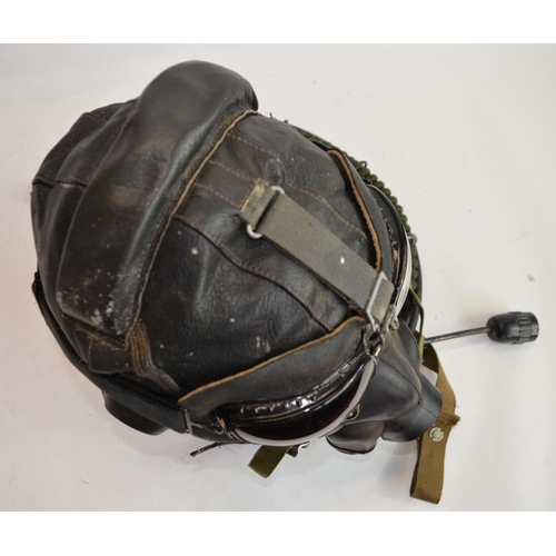 1196 - A Cold War Russian fur lined flying helmet and mask. No sizes, makers marks etc.