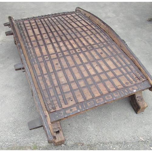 2333 - Indian Bull Cart Converted Coffee Table, W195 D135 H46