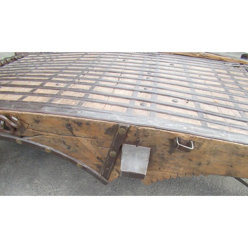 2333 - Indian Bull Cart Converted Coffee Table, W195 D135 H46