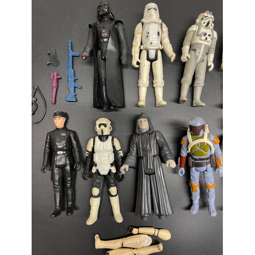 1130 - Star Wars figures comprising Darth Vader, Darth Sidious, Bobba Fett, Emperors Guard, Tie fighter, et... 