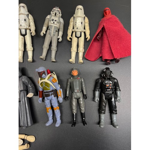 1130 - Star Wars figures comprising Darth Vader, Darth Sidious, Bobba Fett, Emperors Guard, Tie fighter, et... 