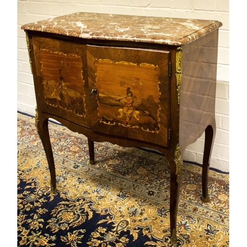 2179 - The Grange Goathland - C19th Italian marquetry decorated rosewood serpentine front side cabinet, rou... 