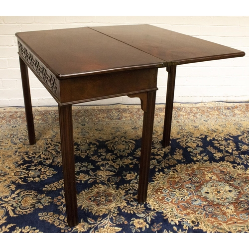 2192 - The Grange Goathland - Geo.111 mahogany rectangular tea table, folding top with blind fret frieze, o... 