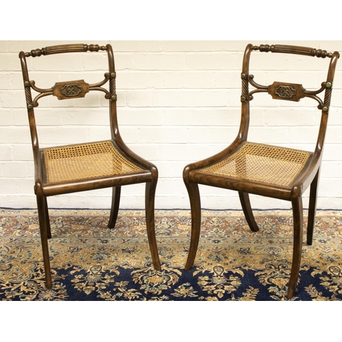 2219 - The Grange Goathland - Pair of Regency stained beech side chairs, with lobed cresting rail and recta... 