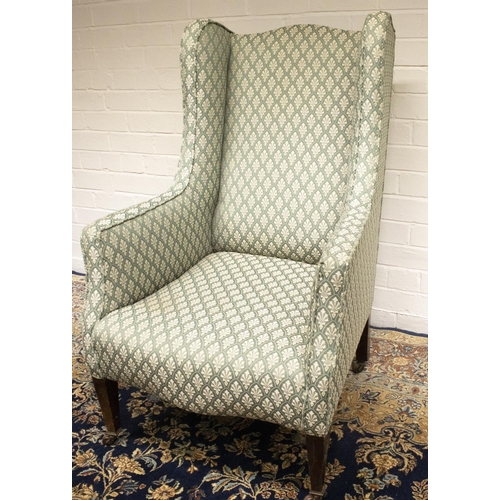 2220 - The Grange Goathland - Edwardian upholstered armchair, with wingback, downswept arms and serpentine ... 