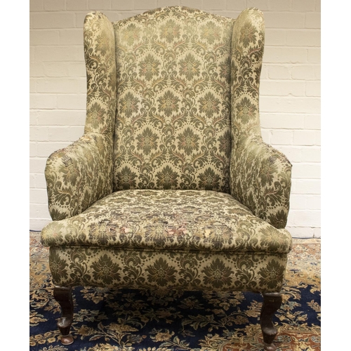 2213 - The Grange Goathland - Edwardian upholstered armchair, arched wingback and downswept arms, bowfront ... 