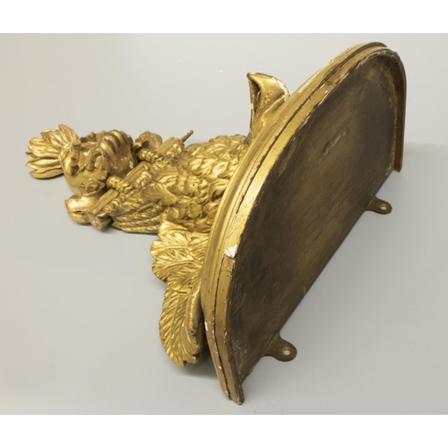 2019 - The Grange Goathland - Early C19th gilt wood wall bracket, D shaped top on Eagle support, W33cm H43c... 