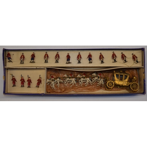 2106 - The Grange Goathland - Vintage Johillco boxed Miniature Coronation Coach with footmen etc. Appears c... 