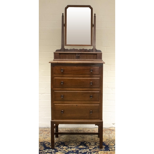 2215 - The Grange Goathland - C20th Maple and Co. mahogany dressing chest, with bevelled mirror above two t... 