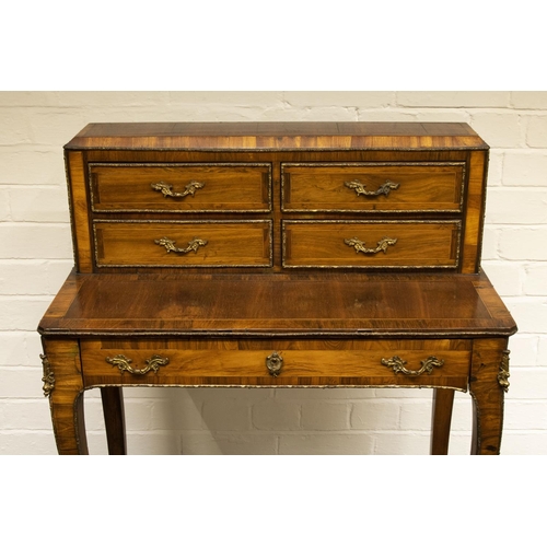 2183 - The Grange Goathland - C19th Louis XV1 style ormolu mounted crossbanded kingwood Bonheur du Jour, ra... 