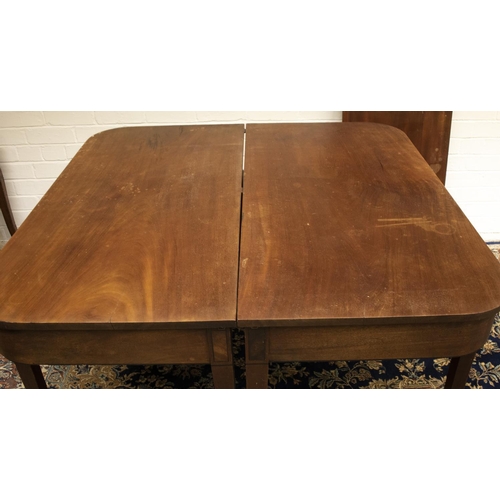 2198 - The Grange Goathland - Pair of Geo.111 mahogany rounded rectangular table ends, on square tapered su... 