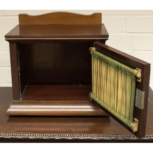 2024 - The Grange Goathland - Edwardian mahogany table cabinet, moulded cornice with silk lined glazed door... 