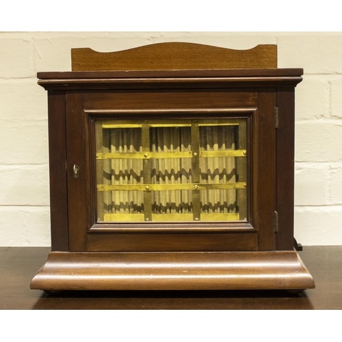 2024 - The Grange Goathland - Edwardian mahogany table cabinet, moulded cornice with silk lined glazed door... 