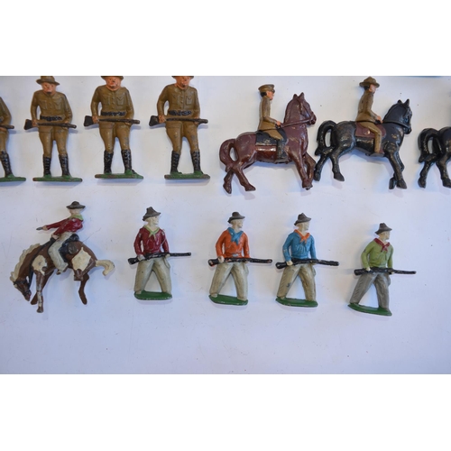 2124 - The Grange Goathland - Collection of 19 vintage cast metal American WW1 era toy soldiers and 5 Cowbo... 