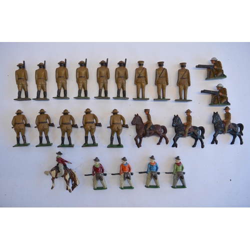 2124 - The Grange Goathland - Collection of 19 vintage cast metal American WW1 era toy soldiers and 5 Cowbo... 