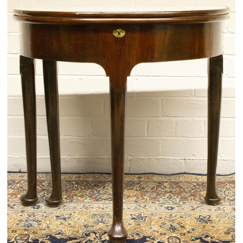 2222 - The Grange Goathland - Georgian mahogany D shaped tea table, double fold over top on single gate act... 