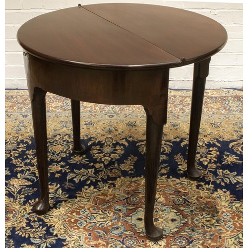 2222 - The Grange Goathland - Georgian mahogany D shaped tea table, double fold over top on single gate act... 