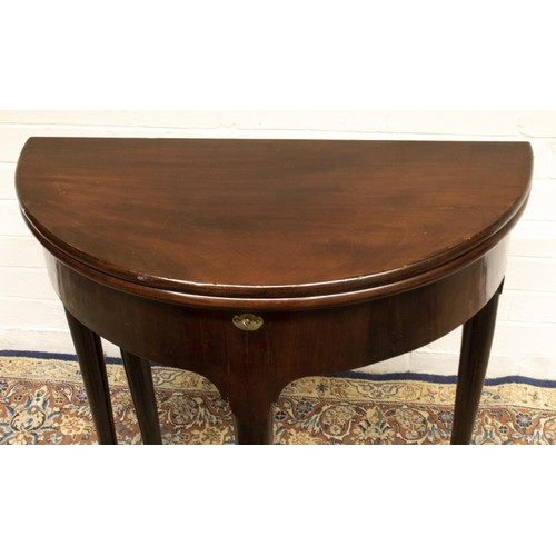 2222 - The Grange Goathland - Georgian mahogany D shaped tea table, double fold over top on single gate act... 