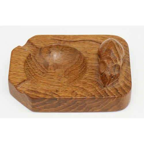 1475 - Robert Mouseman Thompson of Kilburn - an oak rectangular ashtray, carved with signature mouse, W10cm... 